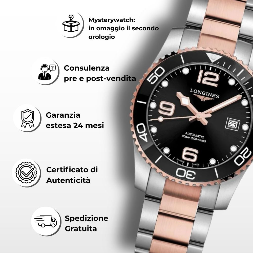 Longines HydroConquest Diver L3.781.3.58.7 - Quadrante Nero