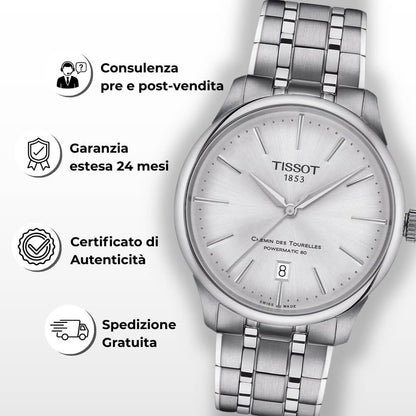Tissot Chemin Des Tourelles Powermatic 80 - T1398071103100 - Bracciale in acciaio