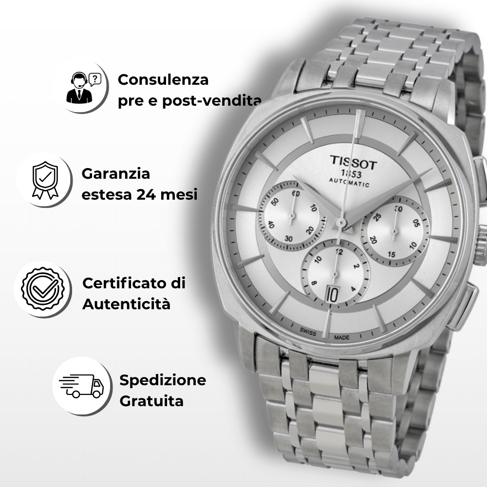 Confezione completa Tissot con scatola originale, manuali e certificato di garanzia Youwatchtime.