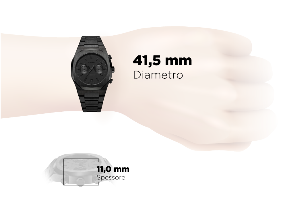 D1 Milano Chronograph REF 03 d1-chbjsh diametro spessore