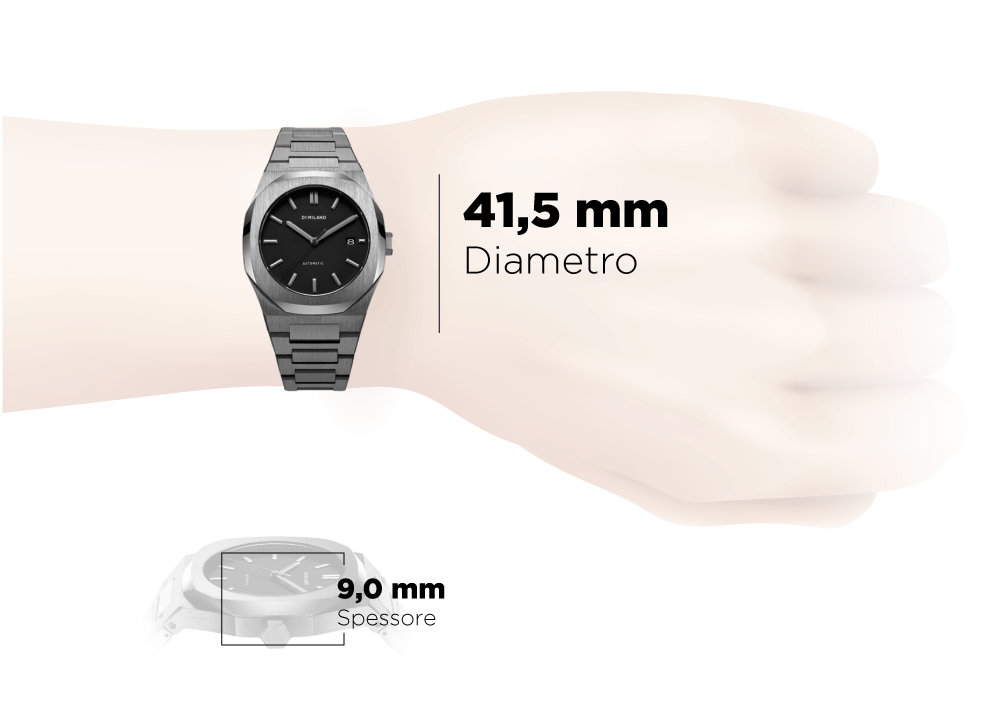 D1 Milano Automatic Black d1-atbj02 diametro spessore
