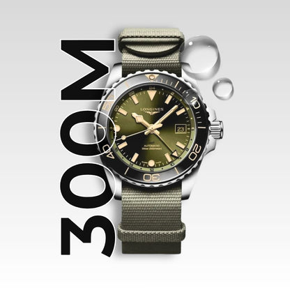 Longines HydroConquest GMT quadrante verde, orologio subacqueo automatico impermeabile fino a 300 metri
