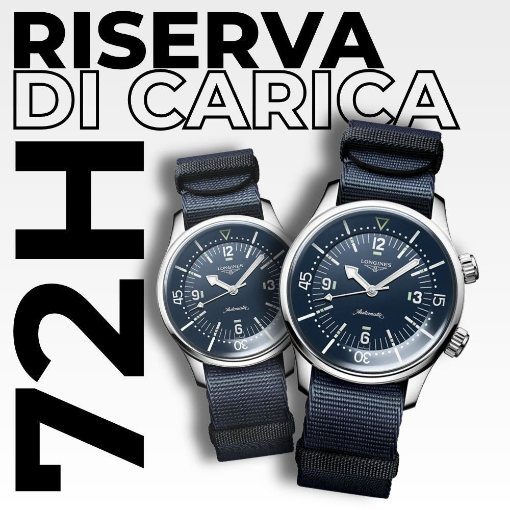 Confronto Longines Legend Diver quadrante blu, riserva di carica 72 ore, collezione orologi sub vintage automatici