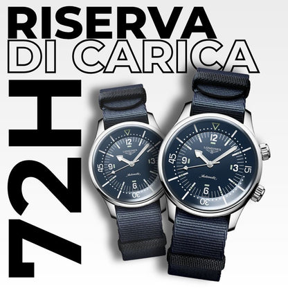 Confronto Longines Legend Diver quadrante blu, riserva di carica 72 ore, collezione orologi sub vintage automatici