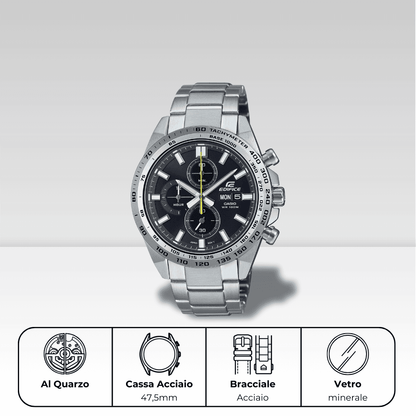 Orologio Casio Edifice cronografo con cassa e bracciale acciaio, efr-574d-1av