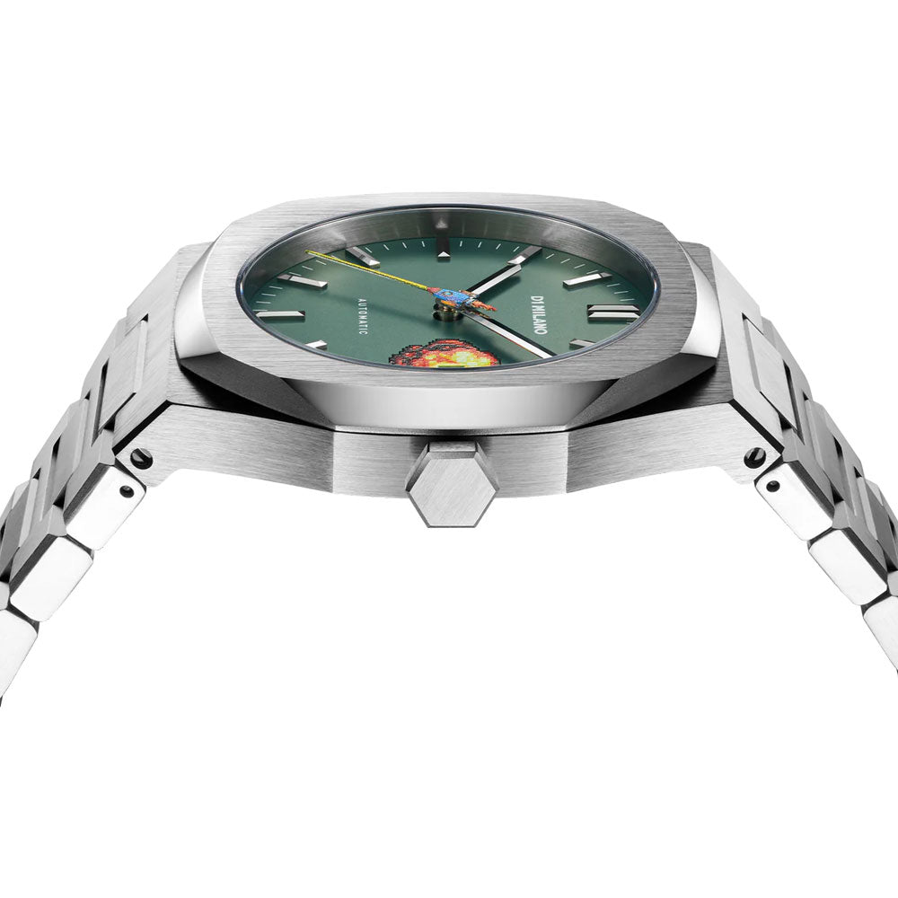 Orologio da polso uomo D1 Milano auto pixel edition acciaio quadrante verde