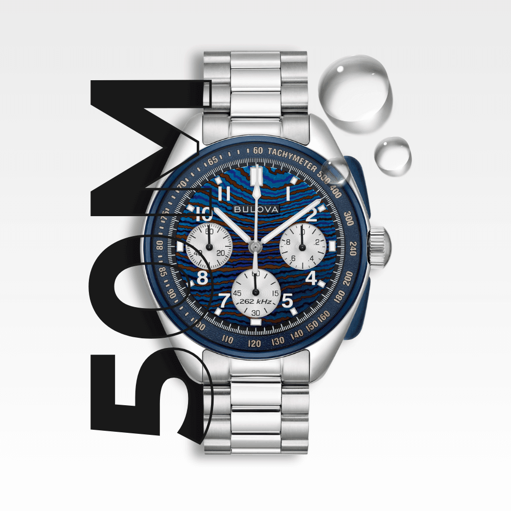 Orologio resistente acqua 5 bar Bulova Lunar Pilot Heritage 98a329