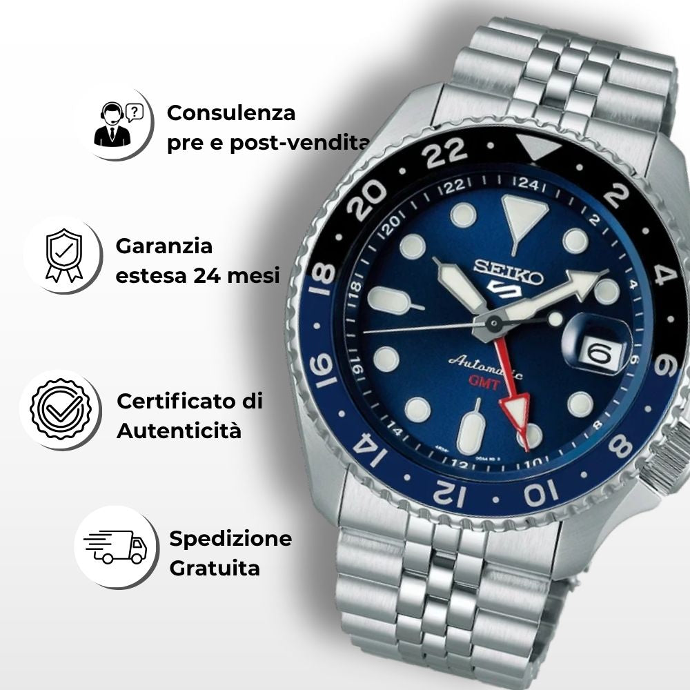 Seiko SSK003K1 originale certificato, orologio automatico da collezione con funzione secondo fuso orario.