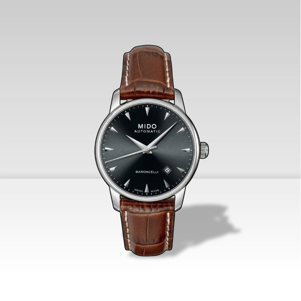 Orologio uomo elegante Mido automatico Baroncelli M86004188 cinturino coccodrillo