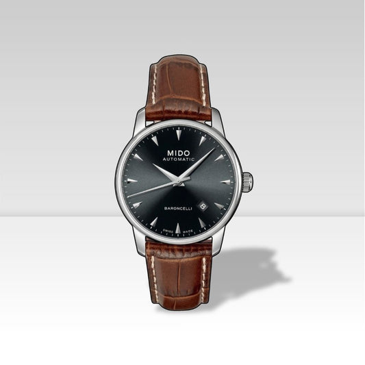 Orologio uomo elegante Mido automatico Baroncelli M86004188 cinturino coccodrillo