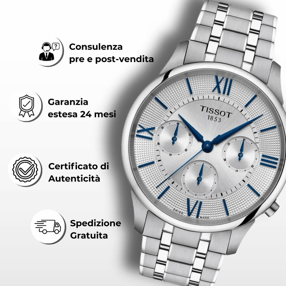 Orologio Tissot Chemin Des Tourelles - T1394621103800 - Cronografo con bracciale in acciaio