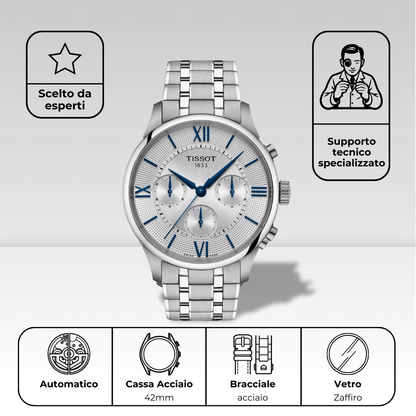 Orologio Tissot Chemin Des Tourelles - T1394621103800 - Cronografo con bracciale in acciaio