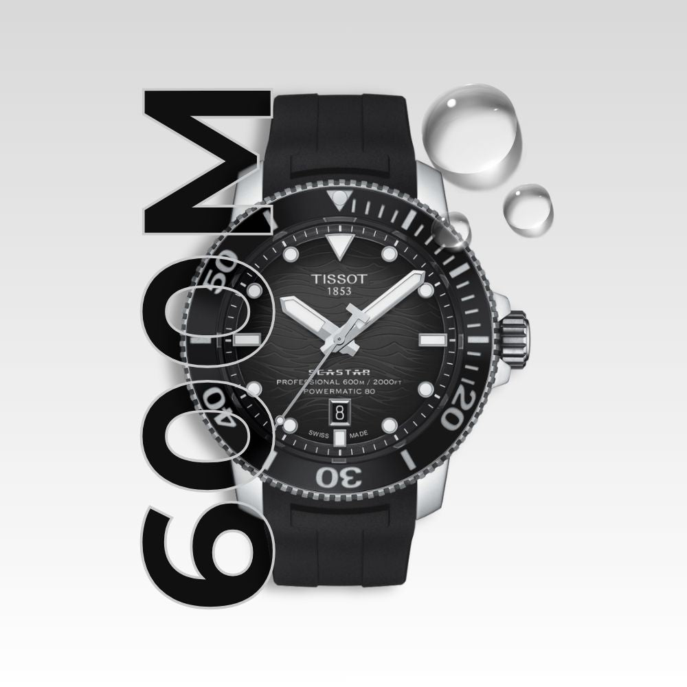 Orologio diver professionale Tissot Seastar 2000 impermeabile fino a 600 metri o 2000 piedi.