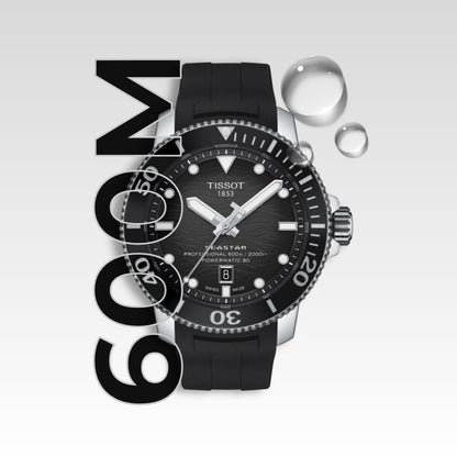 Orologio diver professionale Tissot Seastar 2000 impermeabile fino a 600 metri o 2000 piedi.