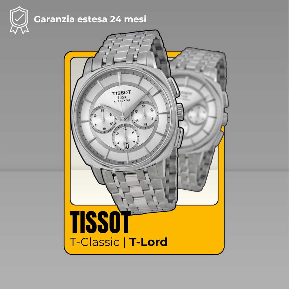 Fondello trasparente del Tissot T-Lord che mostra il movimento automatico svizzero Valjoux 7753.